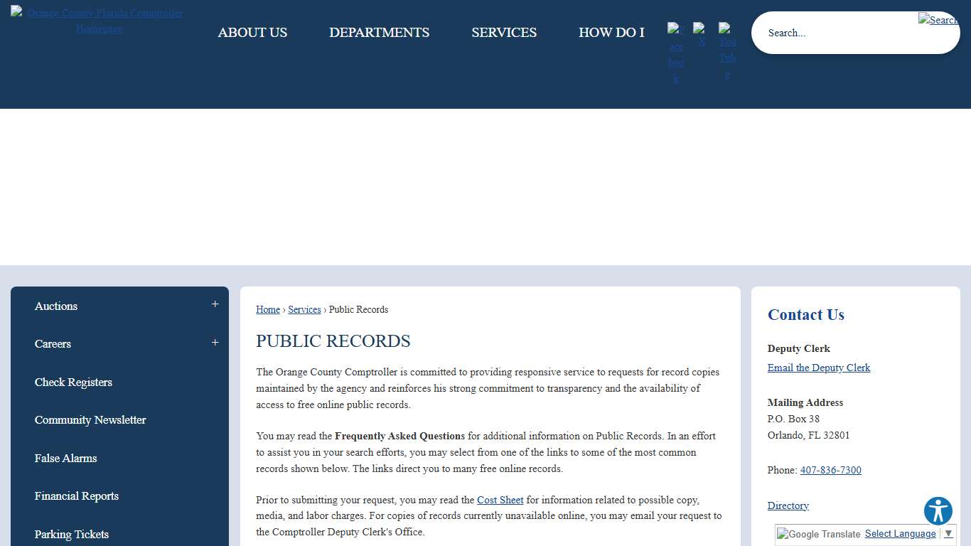 Public Records Orange County Comptroller, FL